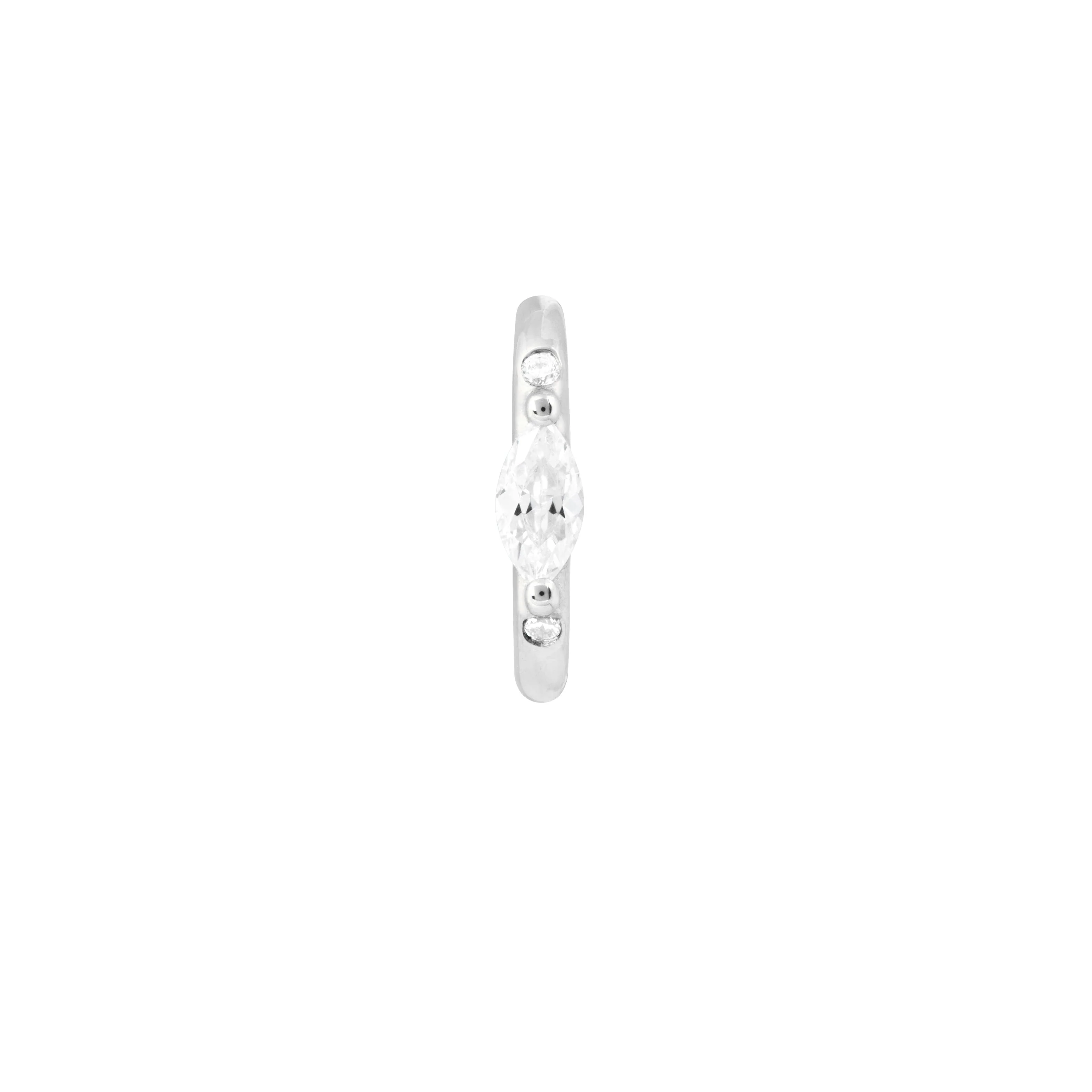 Solid White Gold Marquise Rook Hoop - Image 3